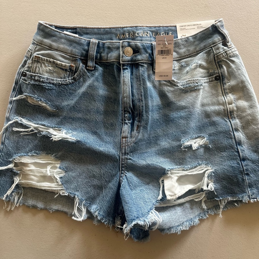 American Eagle Outfitters Light Blue Ripped Jean Shorts
